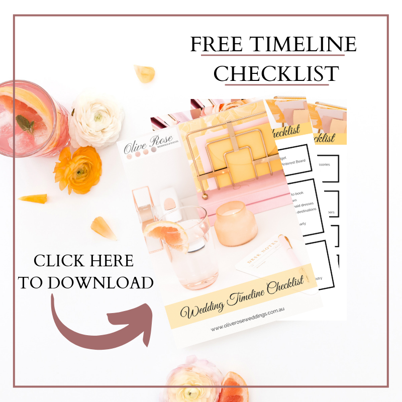 FREE Wedding Timeline Checklist I Olive Rose Weddings & Events